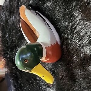 Mallard  WOODEN CARVED  Duck. Desktop.